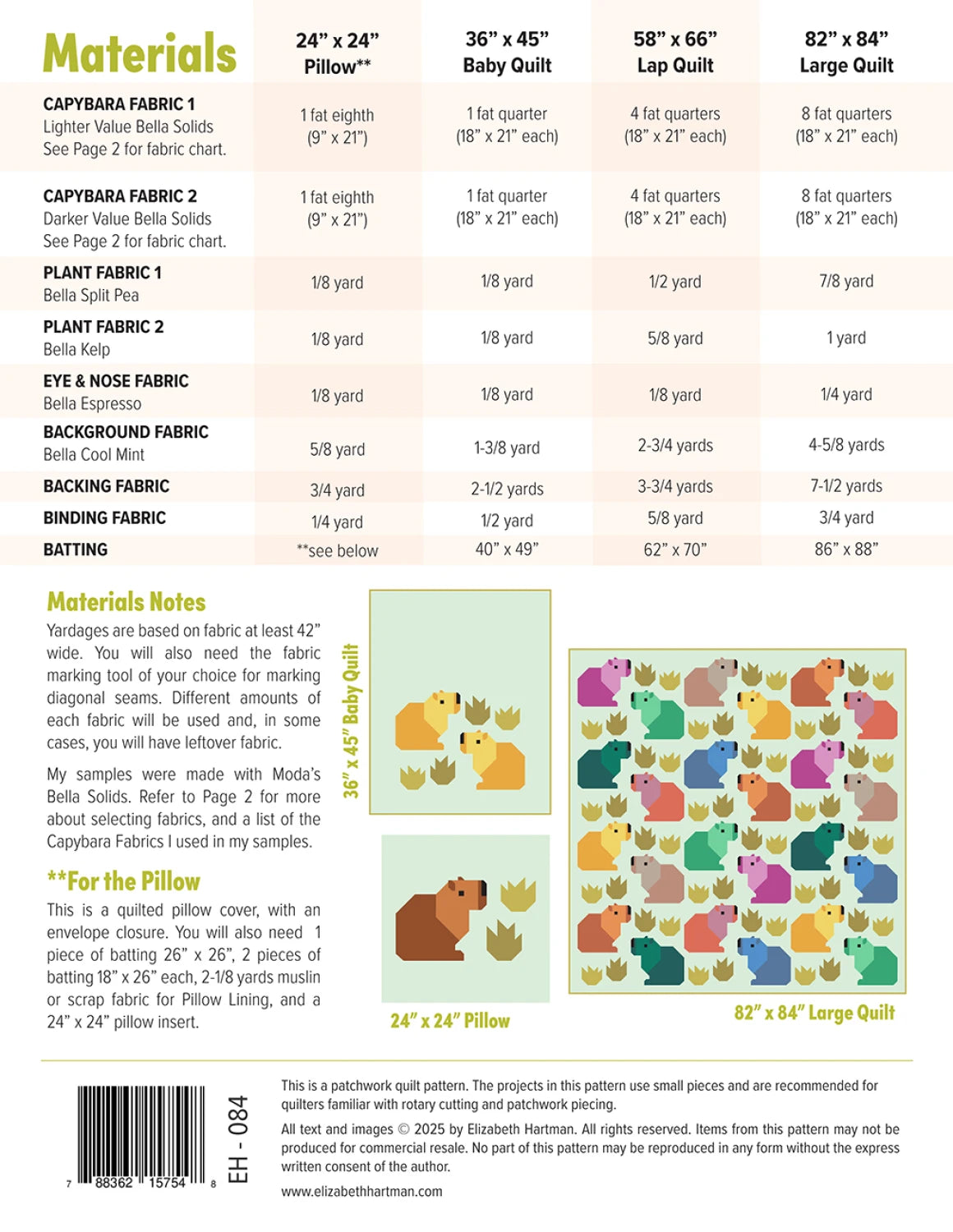 Capybara Club Quilt Pattern by Elizabeth Hartman