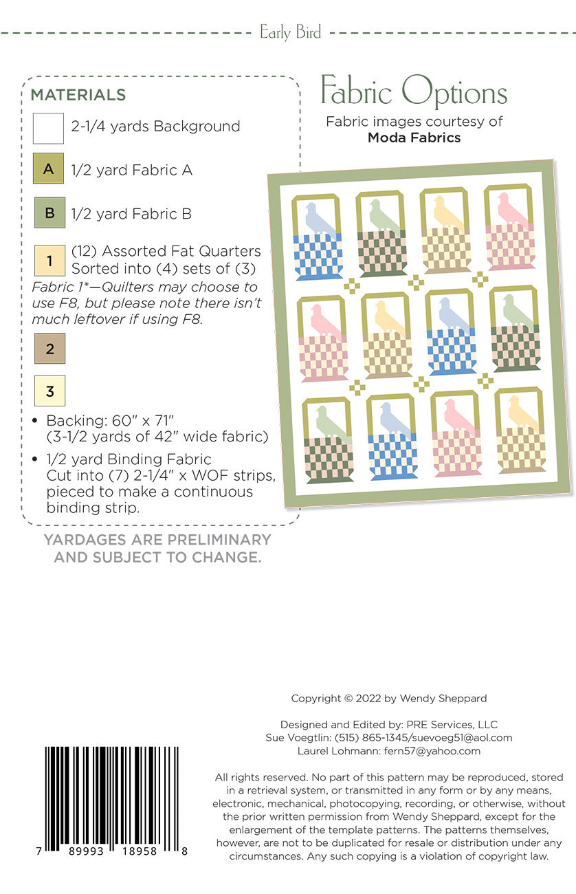 Early Bird Quilt Pattern by Wendy Sheppard