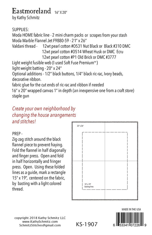 Eastmoreland Embroidery Pattern by Kathy Schmitz