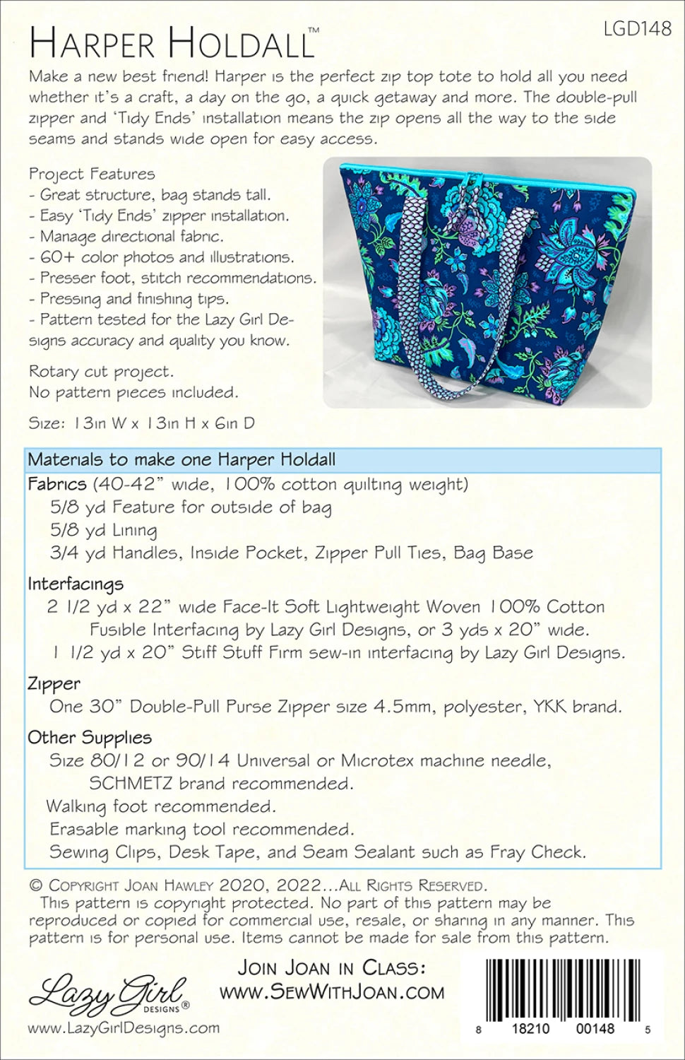 Harper Holdall by Lazy Girl Designs