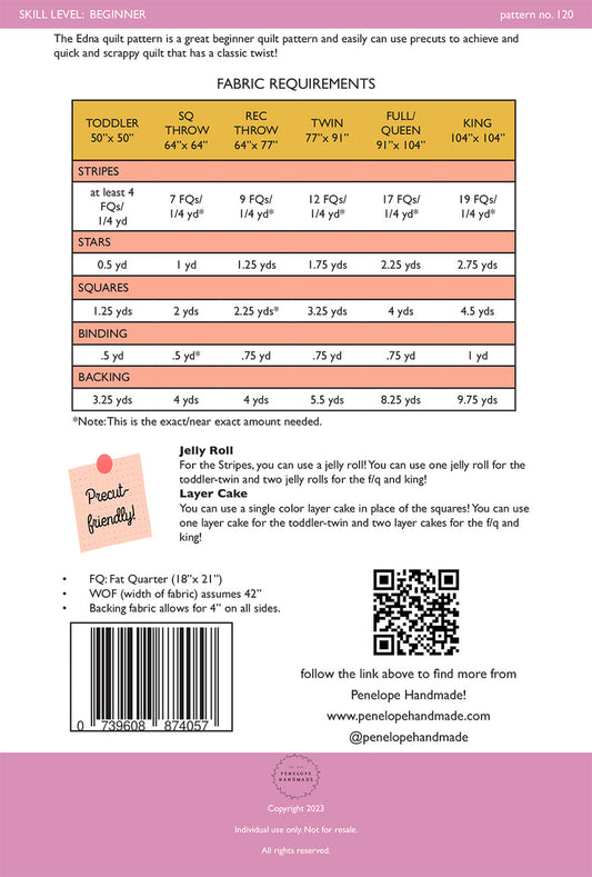 Edna Quilt Pattern by Peneople Handmade