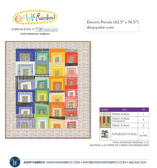 Electric Rainbow by Deborah Fisher : Electric Portals Quilt Kit