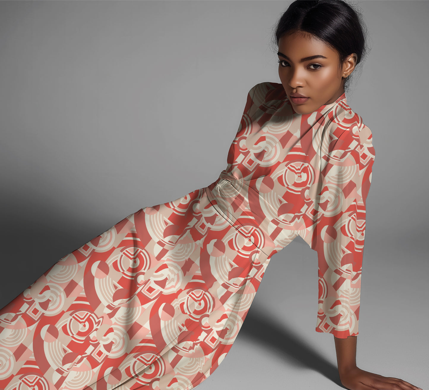 Embellish Rayon by Frank Lloyd Wright : Hollyhock Red/Orange 229426