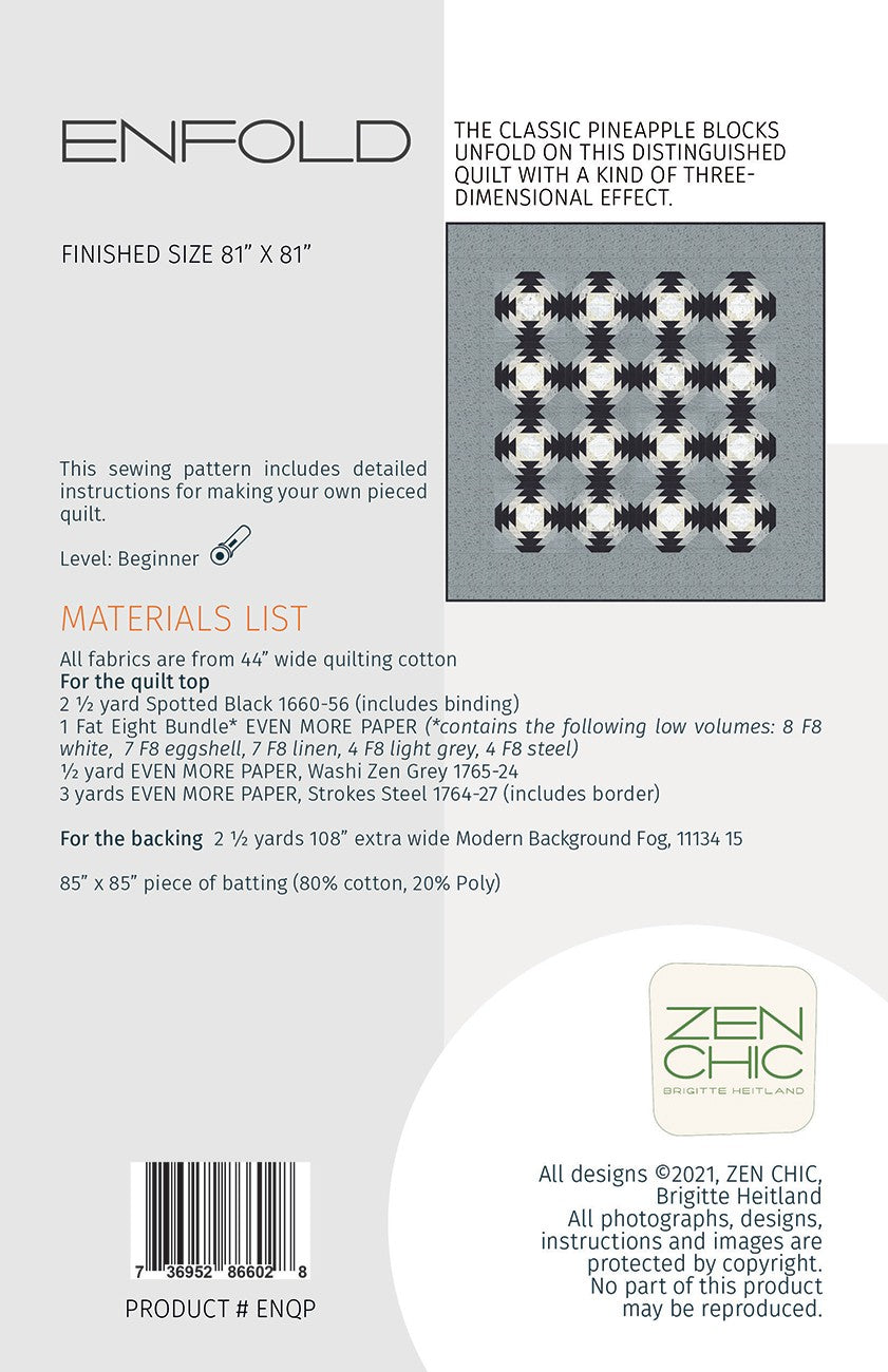 Enfold Quilt Pattern by Zen Chic