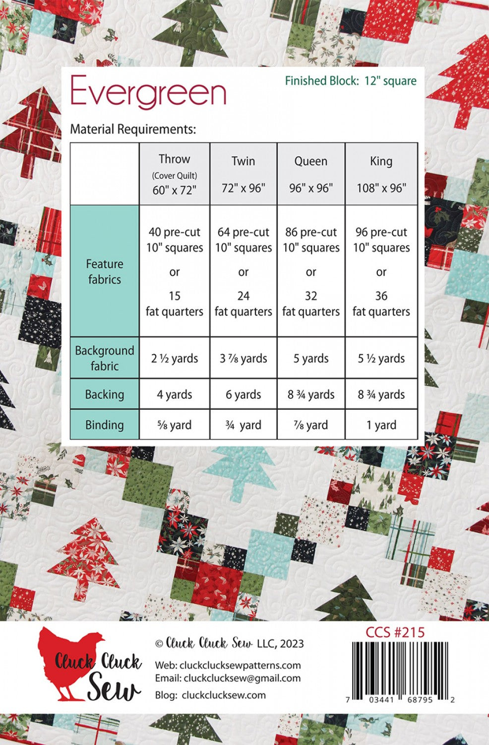 Evergreen Quilt Pattern by Cluck Cluck Sew