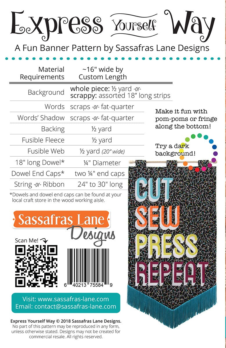 Express Yourself Way Applique Quilt Pattern by Sassafras Lane - Special Order