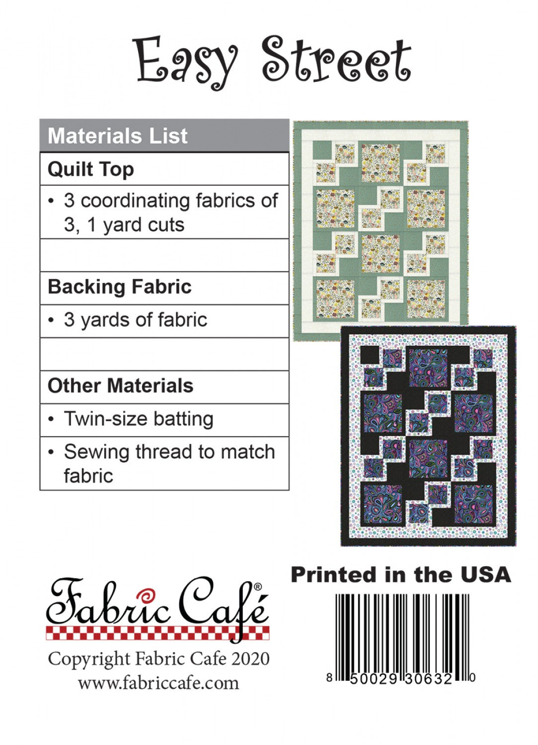 Easy Street Pattern by Fabric Cafe