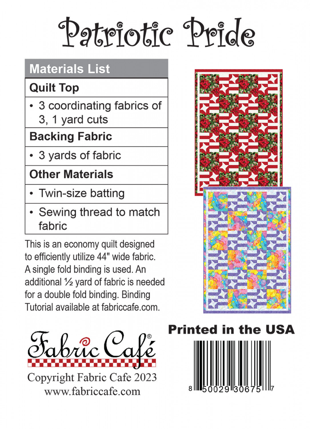 Patriotic Pride Individual Pattern by Fabric Cafe