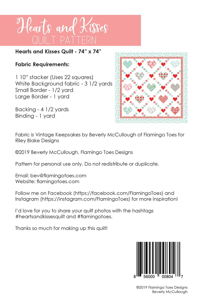 Hearts and Kisses Quilt Pattern # FT-8047 - Special Order