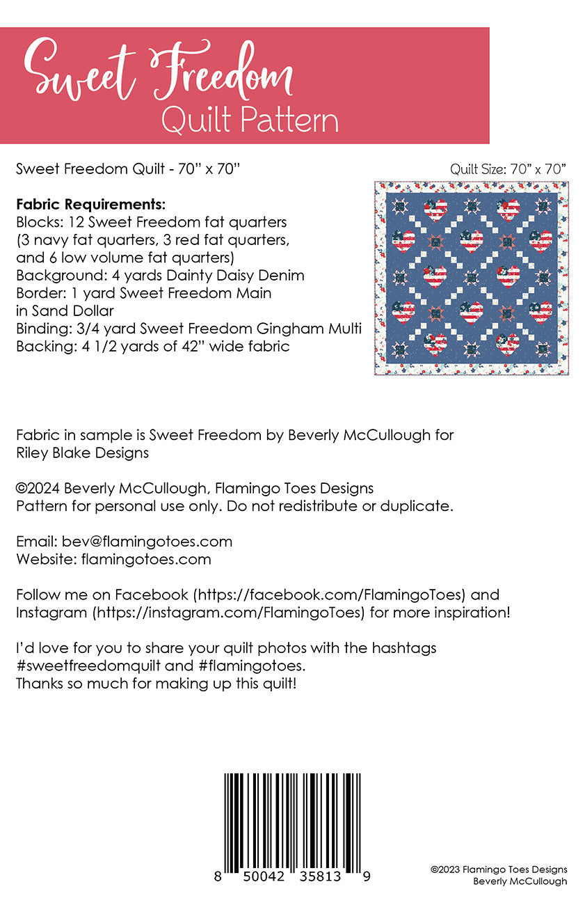 Sweet Freedom Quilt Pattern # FT-8139 - Special Order