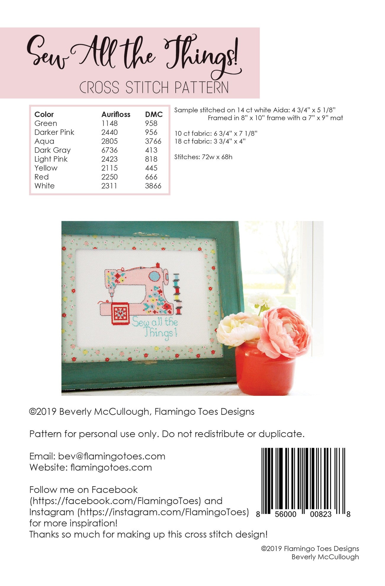 Sew All The Things Cross Stitch Pattern # FT-8238 - Special Order