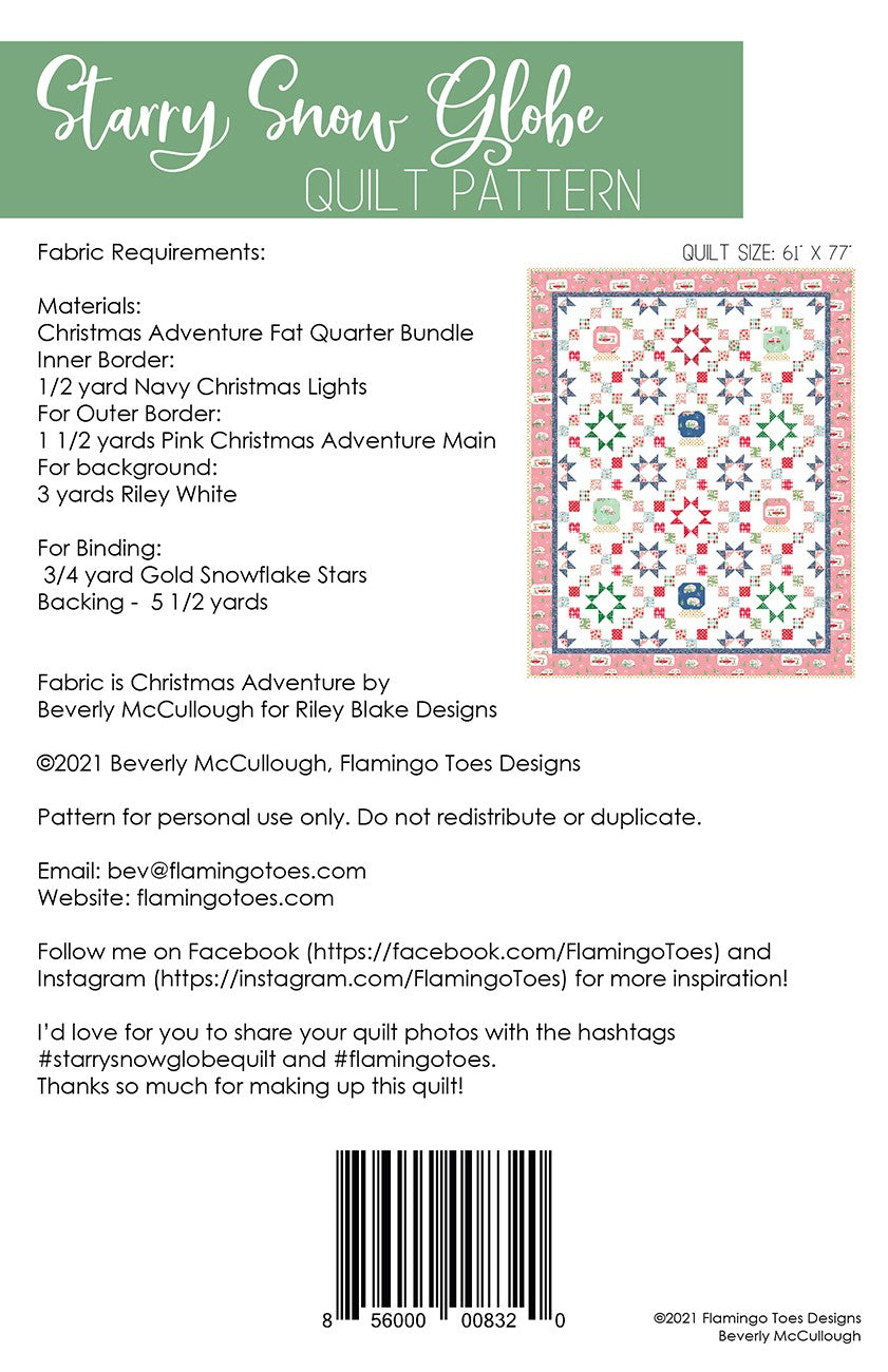 Starry Snowglobe Quilt Pattern # FT-8320 - Special Order