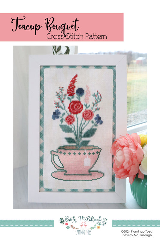 Teacup Bouquet Cross Stitch # FT-8405 - Special Order