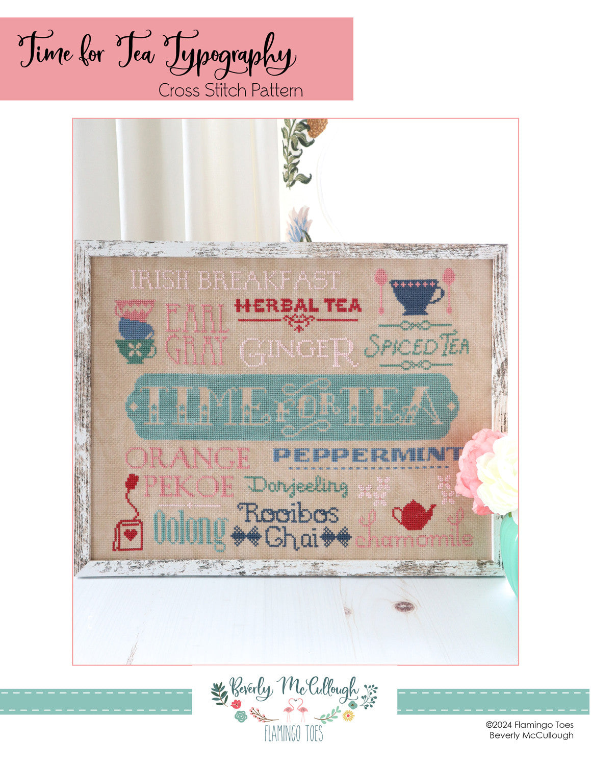 Time for Tea Typograph Cross Stitch Pattern # FT-8429 - Special Order