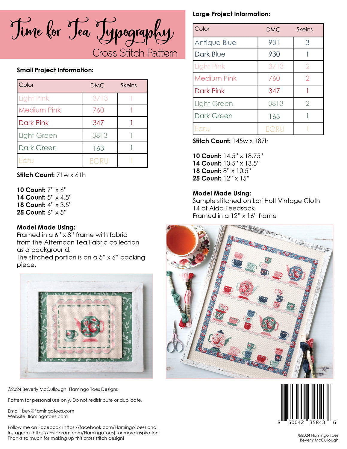 Tea Party Cross Stitch Pattern # FT-8436 - Special Order