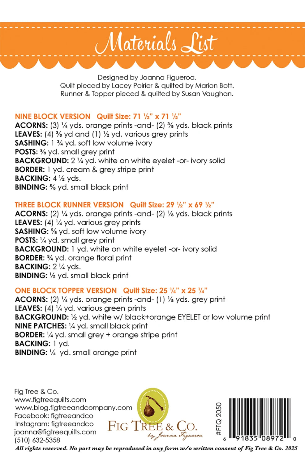 Agatha's Oaks Quilt Pattern by Fig Tree & Co.