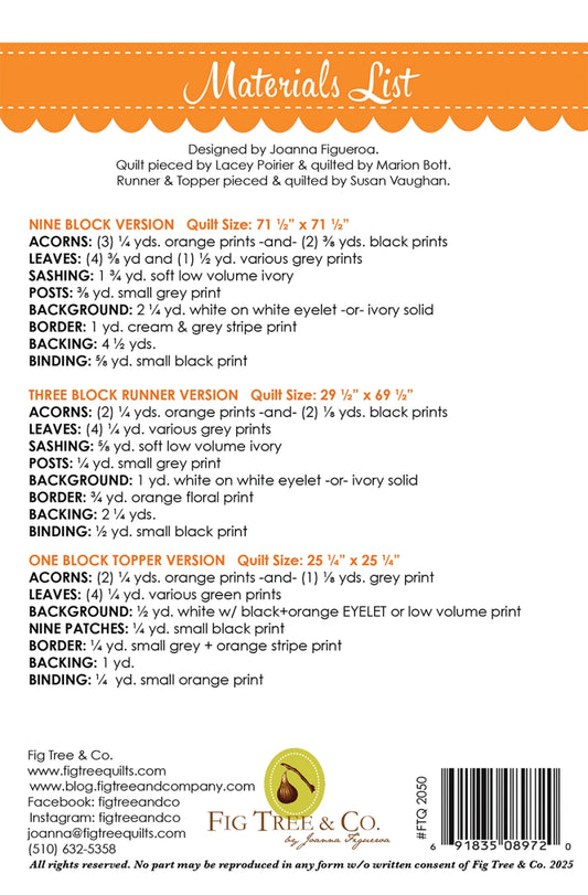 Agatha's Oaks Quilt Pattern by Fig Tree & Co.