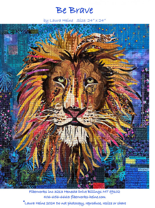 Be Brave Lion Collage Pattern by Laura Heine # FWLHBBRV - Special Order