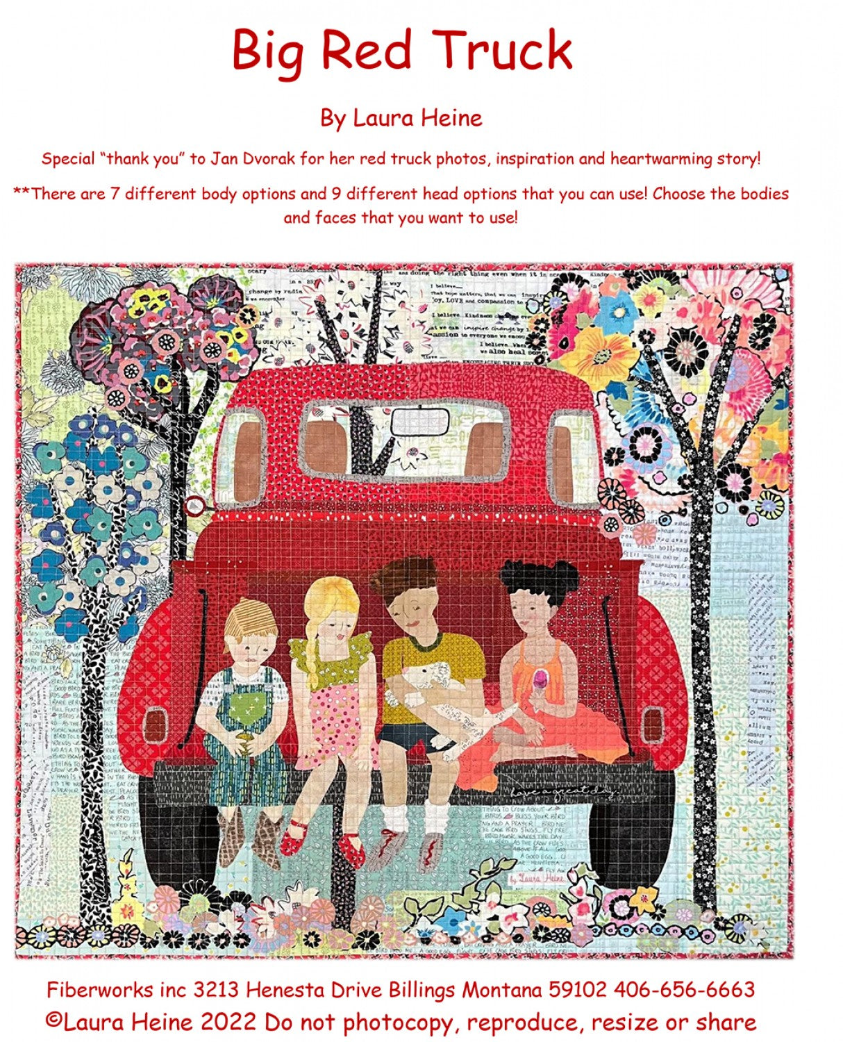 Big Red Truck Collage Pattern # FWLHBRT - Special Order