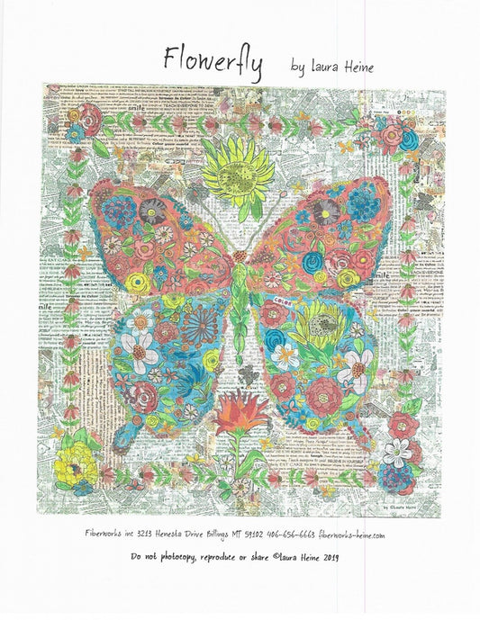 Flowerfly A Butterfly Collage Pattern # FWLHFLWRFLY - Special Order