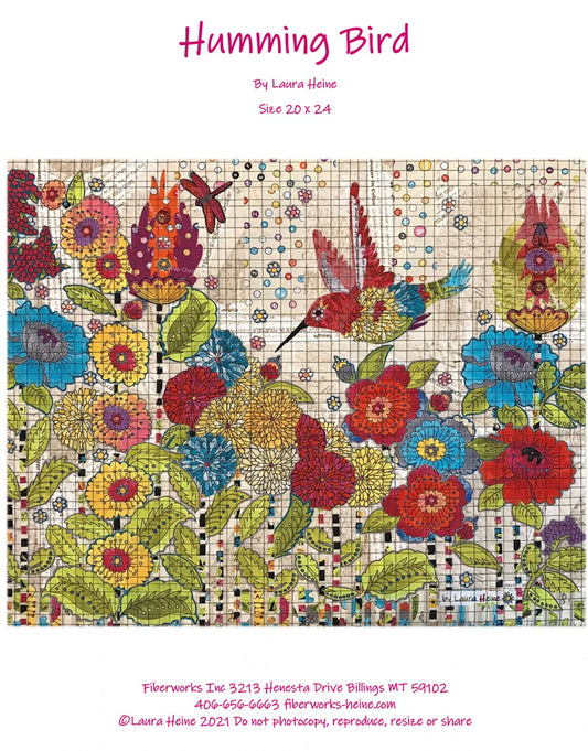 Humming Bird Collage Pattern by Laura Heine # FWLHHB - Special Order