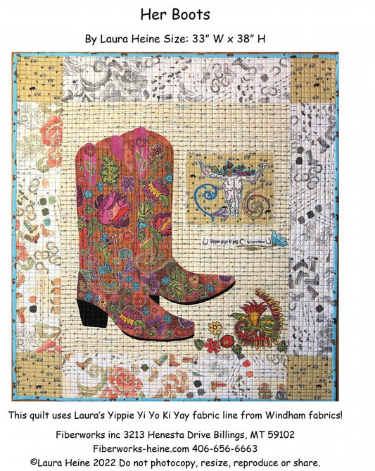 Her Boots Collage Pattern by Laura Heine # FWLHHBTS - Special Order