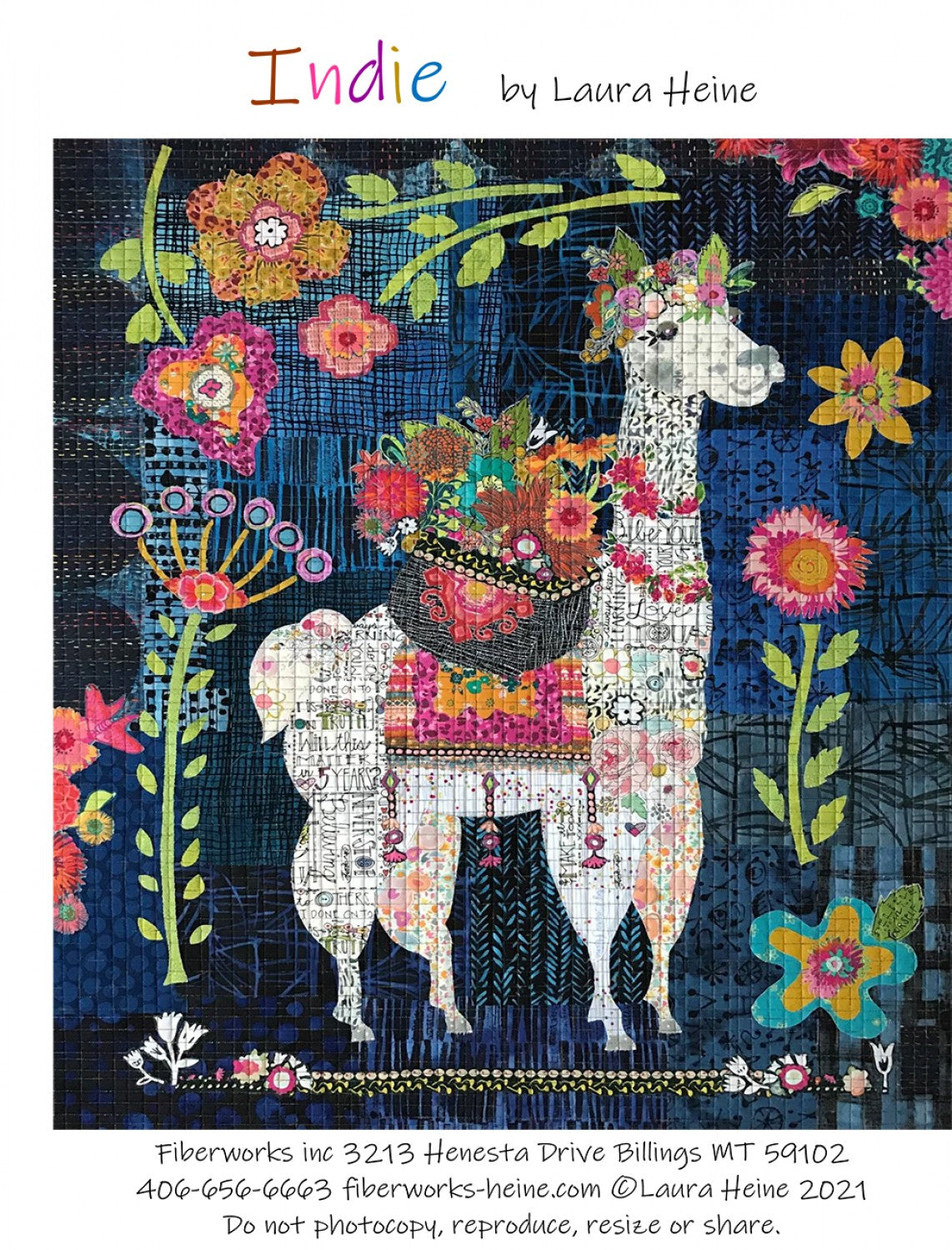 Indie...The Llama Collage Pattern by Laura Heine # FWLHINDIE - Special Order