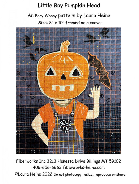 Little Boy Pumpkin Head Collage Pattern by Laura Heine # FWLHLBPHEAD - Special Order