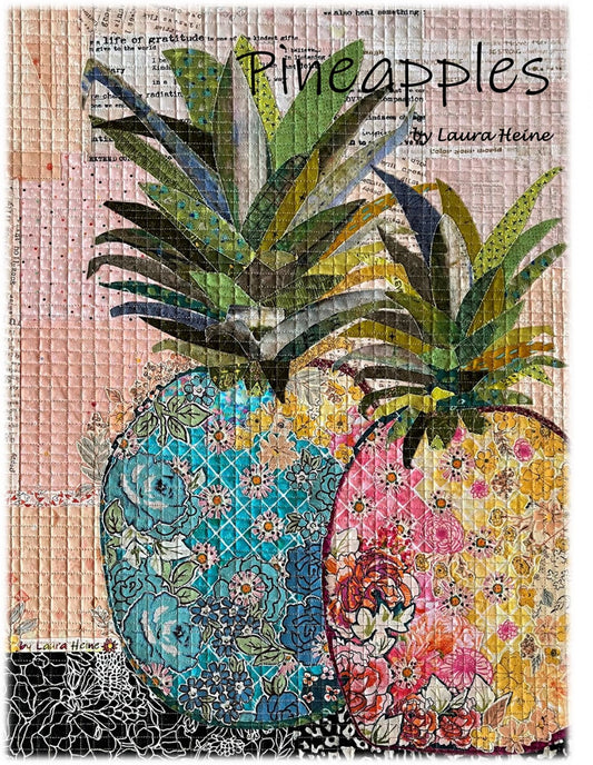 Pineapple Collage Pattern by Laura Heine # FWLHPINEAPPLE - Special Order