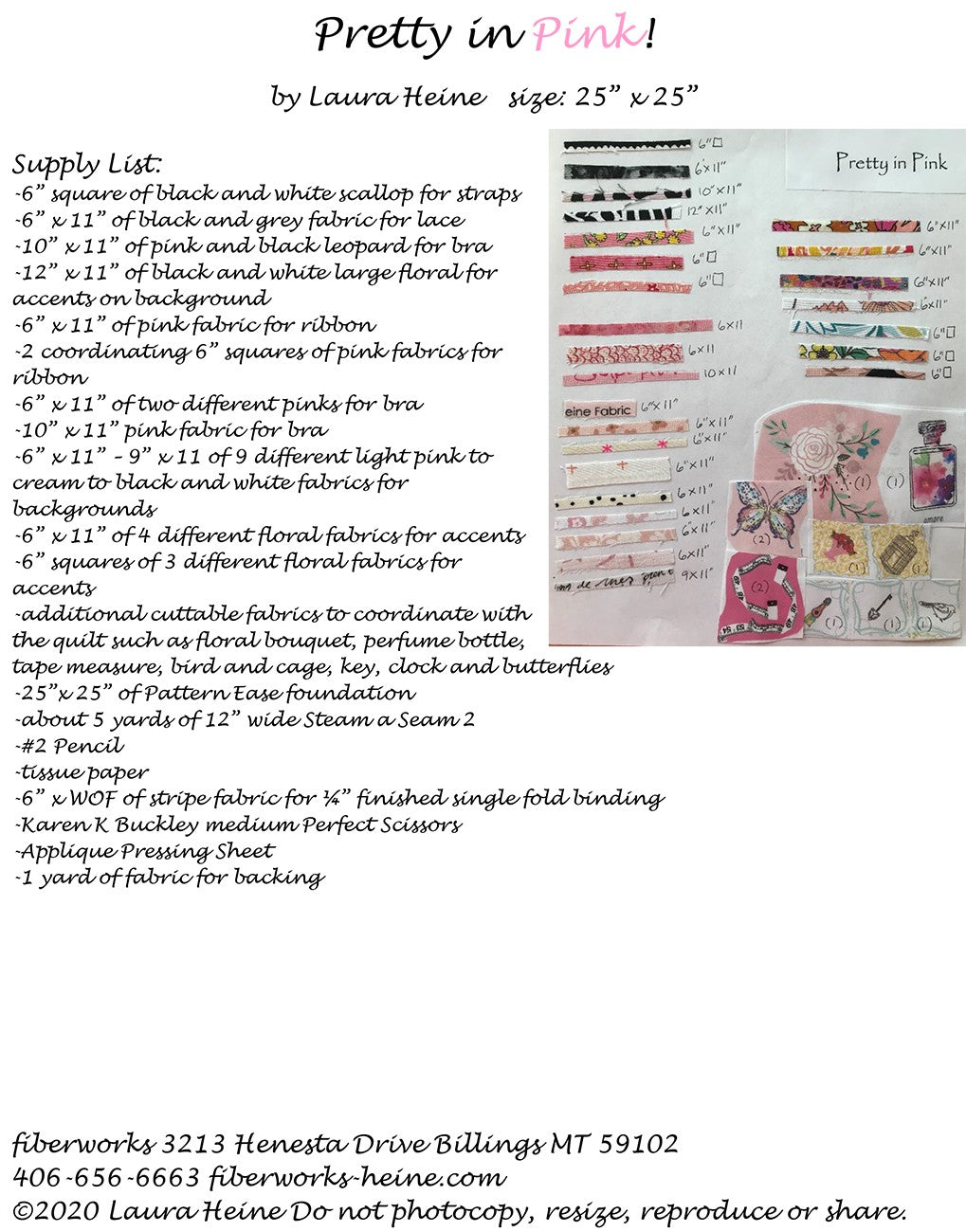 Pretty In Pink Collage Pattern by Laura Heine # FWLHPRETTYINPINK - Special Order