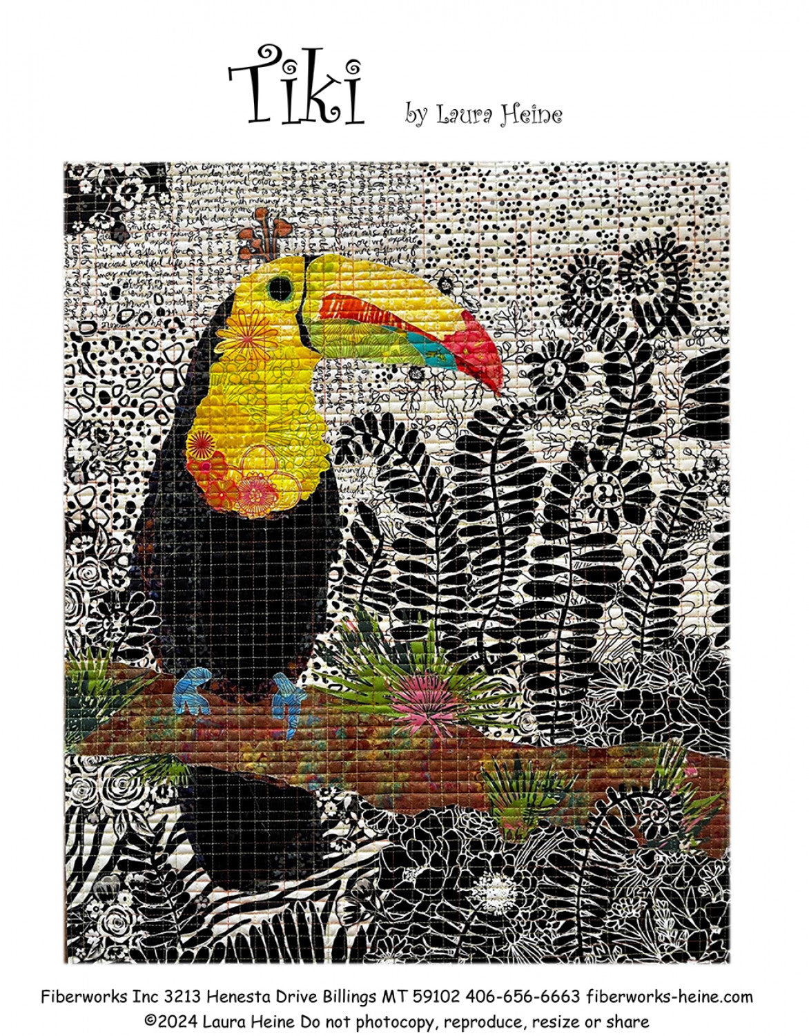 Tiki Toucan Collage Pattern by Laura Heine # FWLHTIKI - Special Order