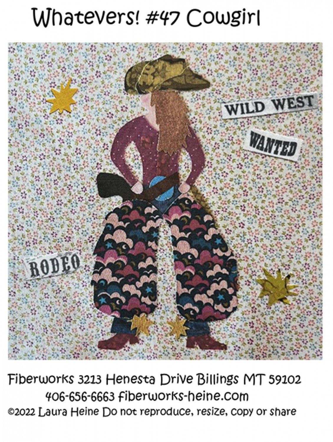 Whatevers! #47 Cowgirl Collage Pattern by Laura Heine # FWLHWHAT47 - Special Order