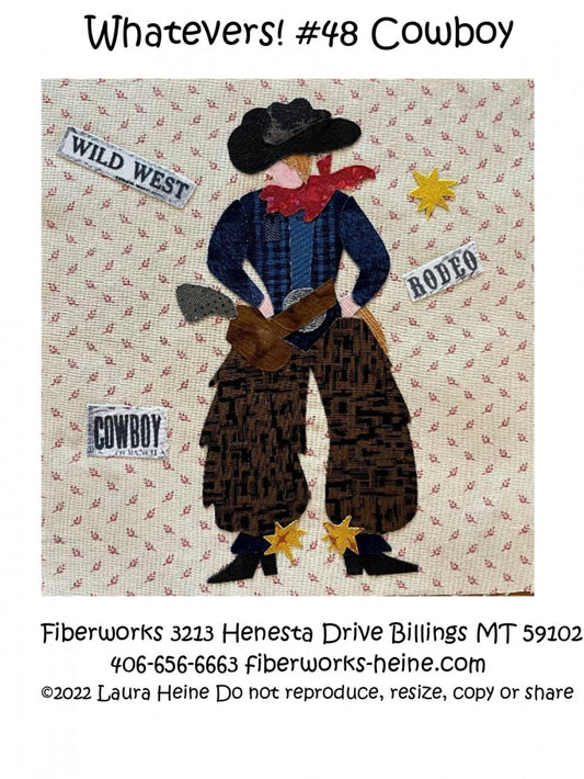 Whatevers! #48 Cowboy Collage Pattern by Laura Heine # FWLHWHAT48 - Special Order