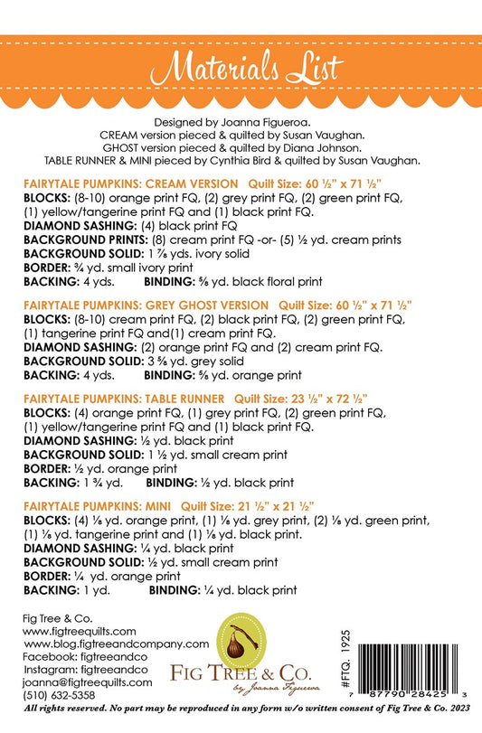 Fairytale Pumpkins Quilt Pattern by Fig Tree & Co.