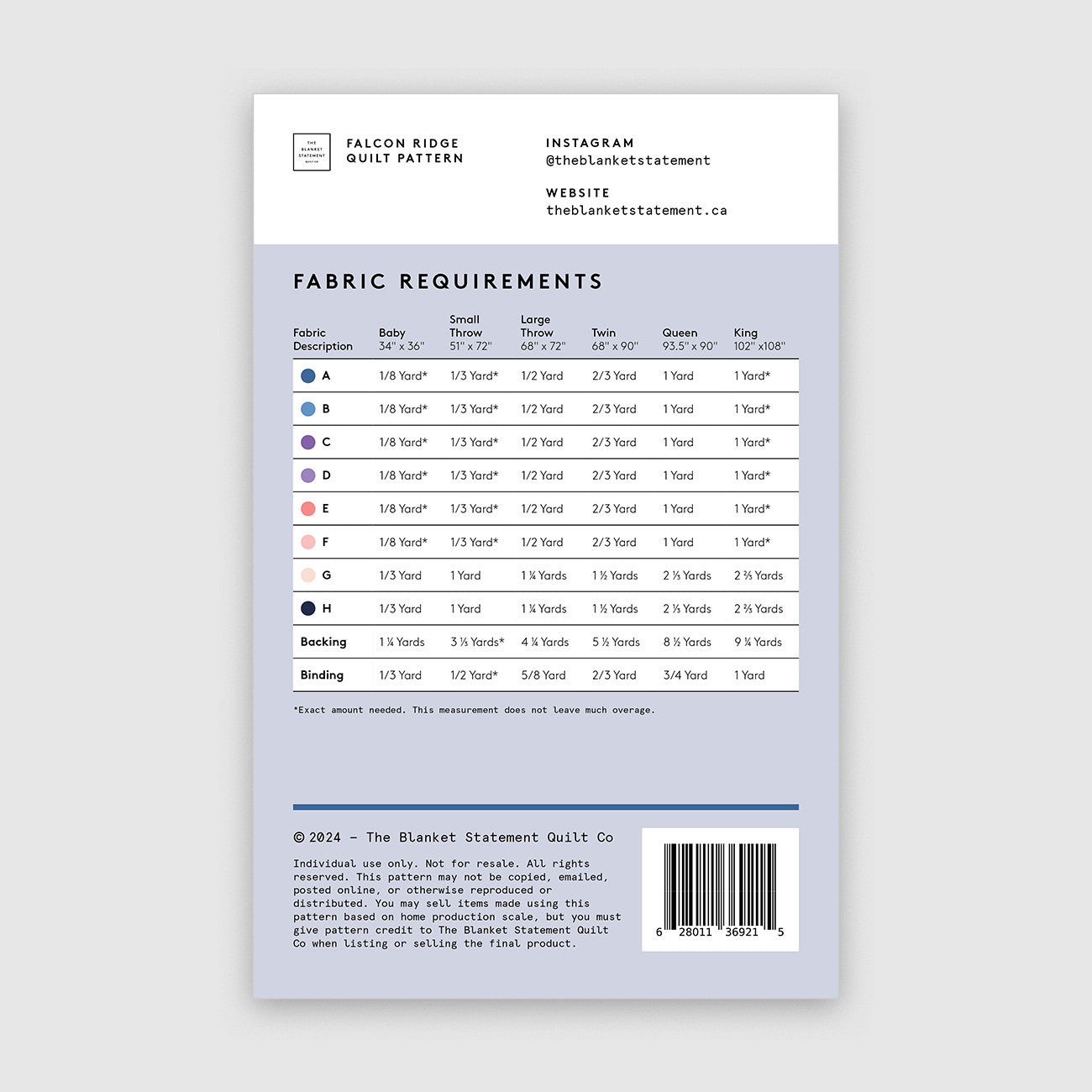 Falcon Ridge Quilt Pattern by The Blanket Statement