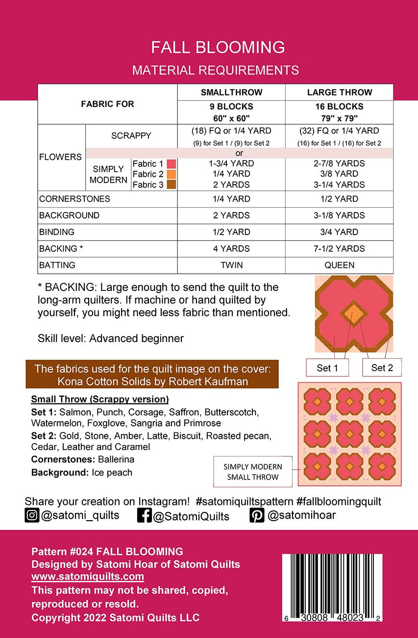 Fall Blooming Quilt Pattern by Satomi Quilts
