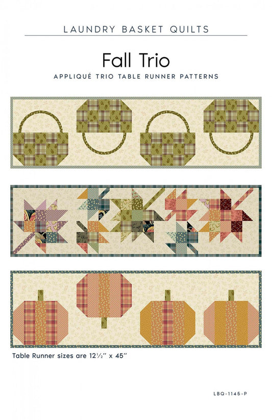 Fall Trio Table Runner Pattern by Laundry Basket Quilts