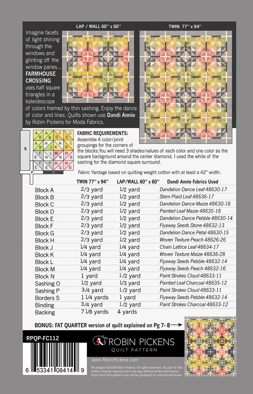 Farmhouse Crossing Quilt Pattern by Robin Pickens