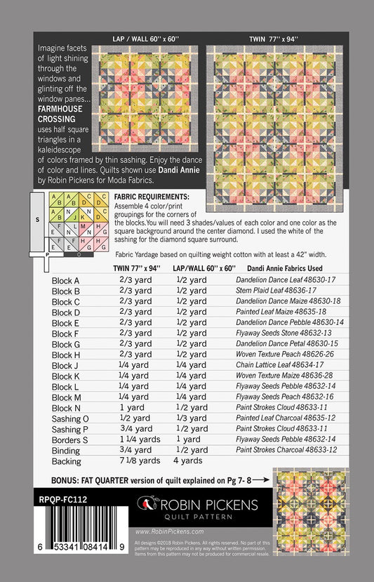 Farmhouse Crossing Quilt Pattern by Robin Pickens