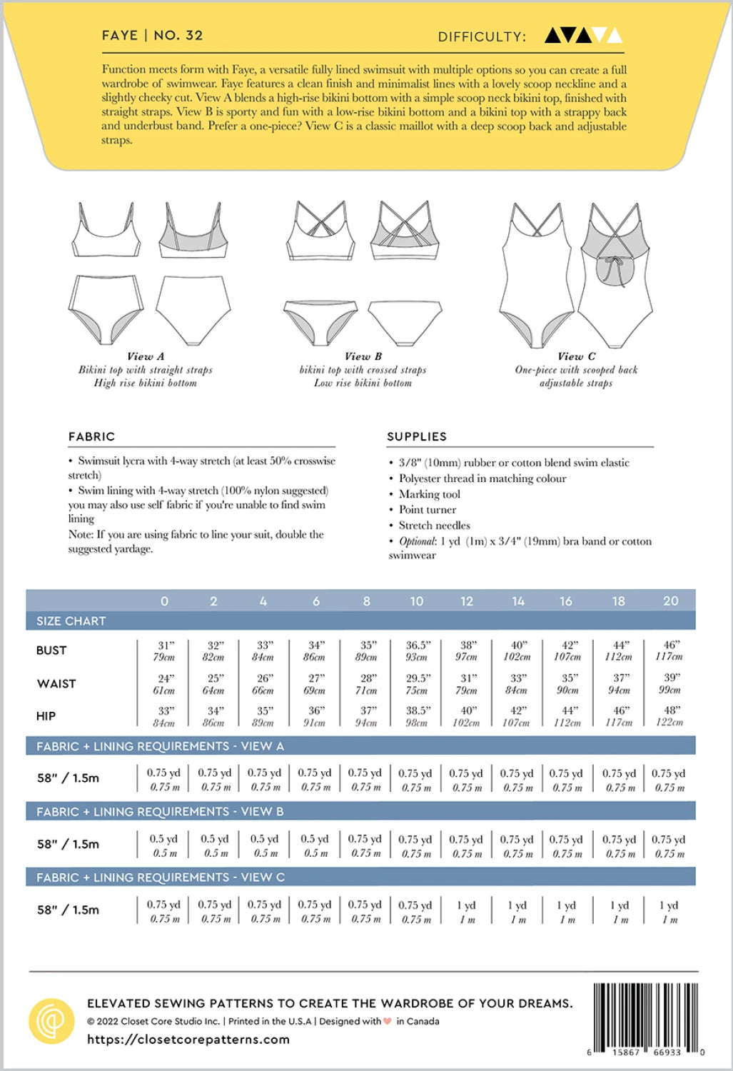 Faye Swimsuit Pattern by Closet Core Patterns - Special Order