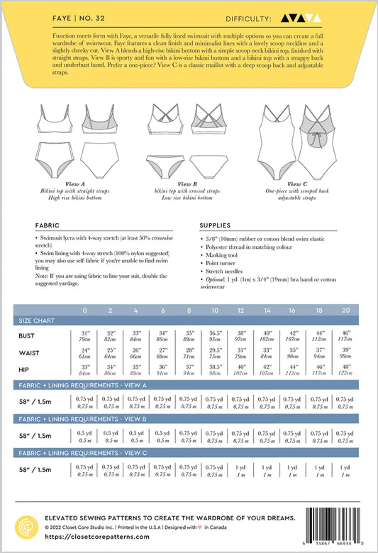 Faye Swimsuit Pattern by Closet Core Patterns - Special Order