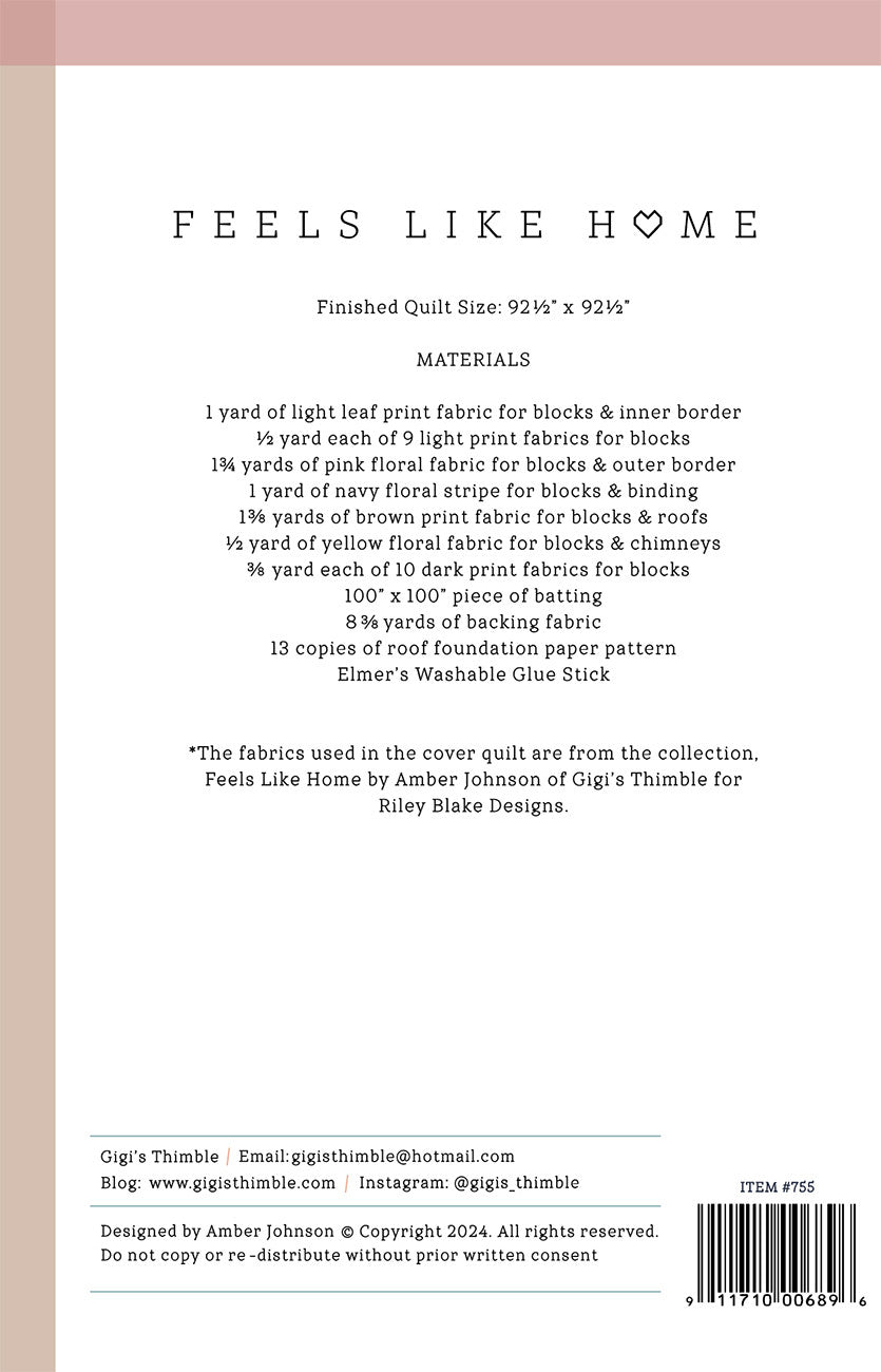 Feels Like Home Quilt Pattern by Gigi's Thimble