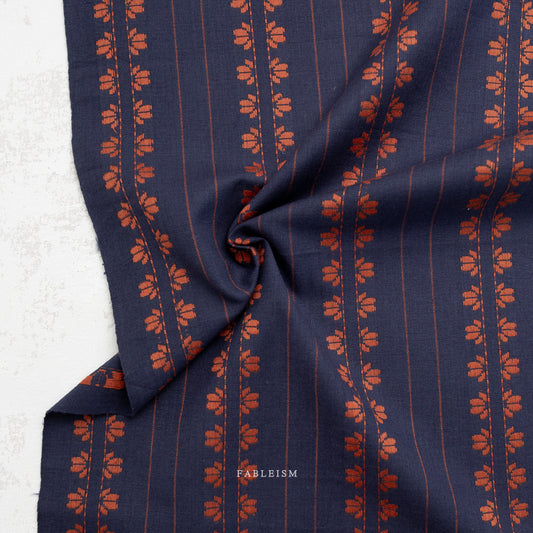 Fine & Dandy by Fableism : Deco Stripe Navy/Spice FND-07-DEC-NAVY/SPICE