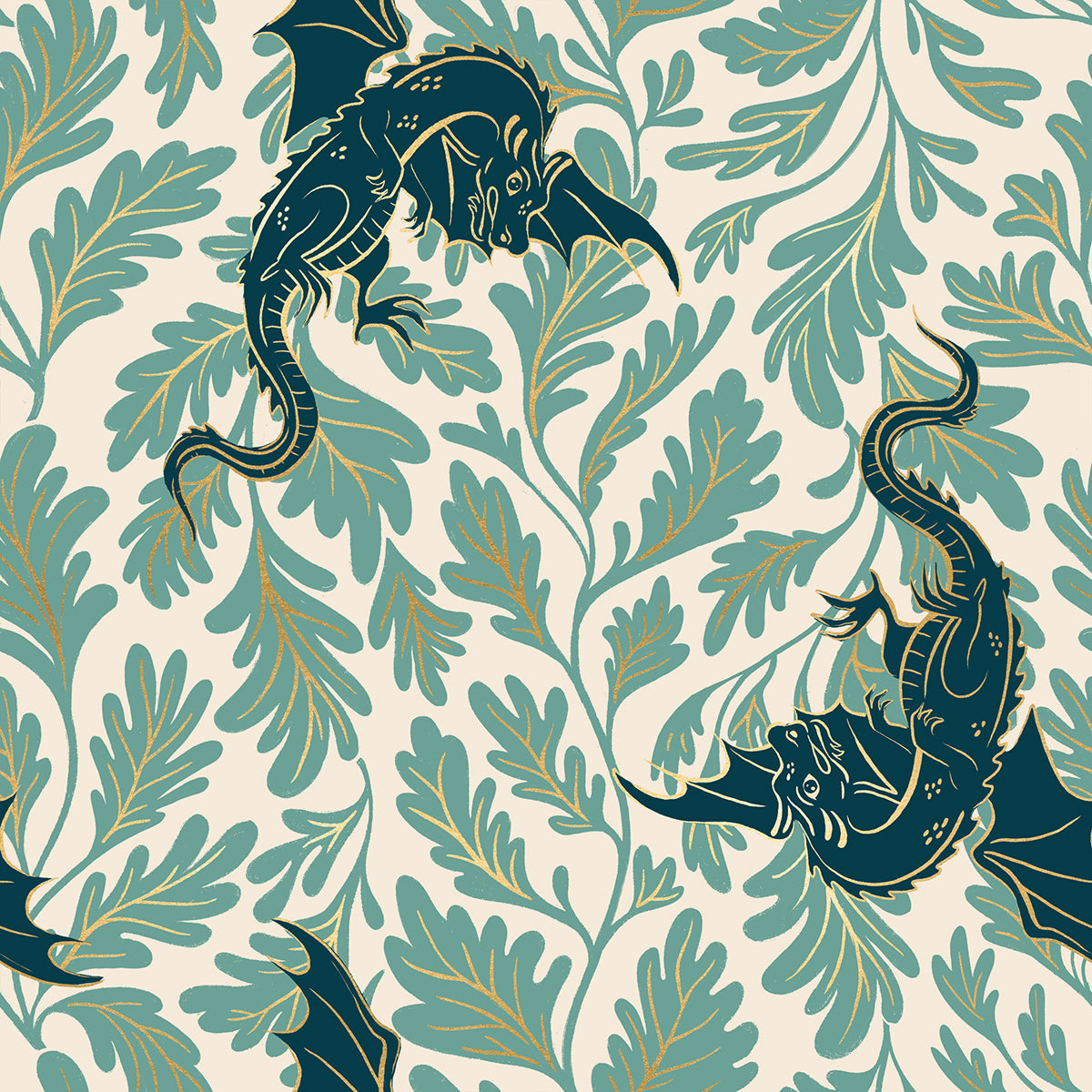 Fireglow by Sarah Watts REPRINT : Dragon Lair Metallic Watercress RS2132 13M