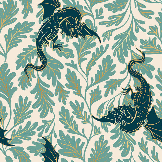 Fireglow by Sarah Watts REPRINT : Dragon Lair Metallic Watercress RS2132 13M