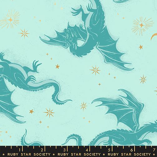 Fireglow by Sarah Watts REPRINT : Etched Dragons Metallic Mint RS2131 13M