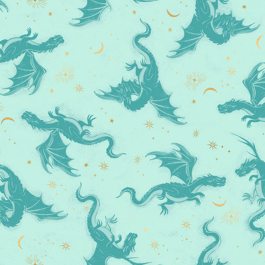 Fireglow by Sarah Watts REPRINT : Etched Dragons Metallic Mint RS2131 13M