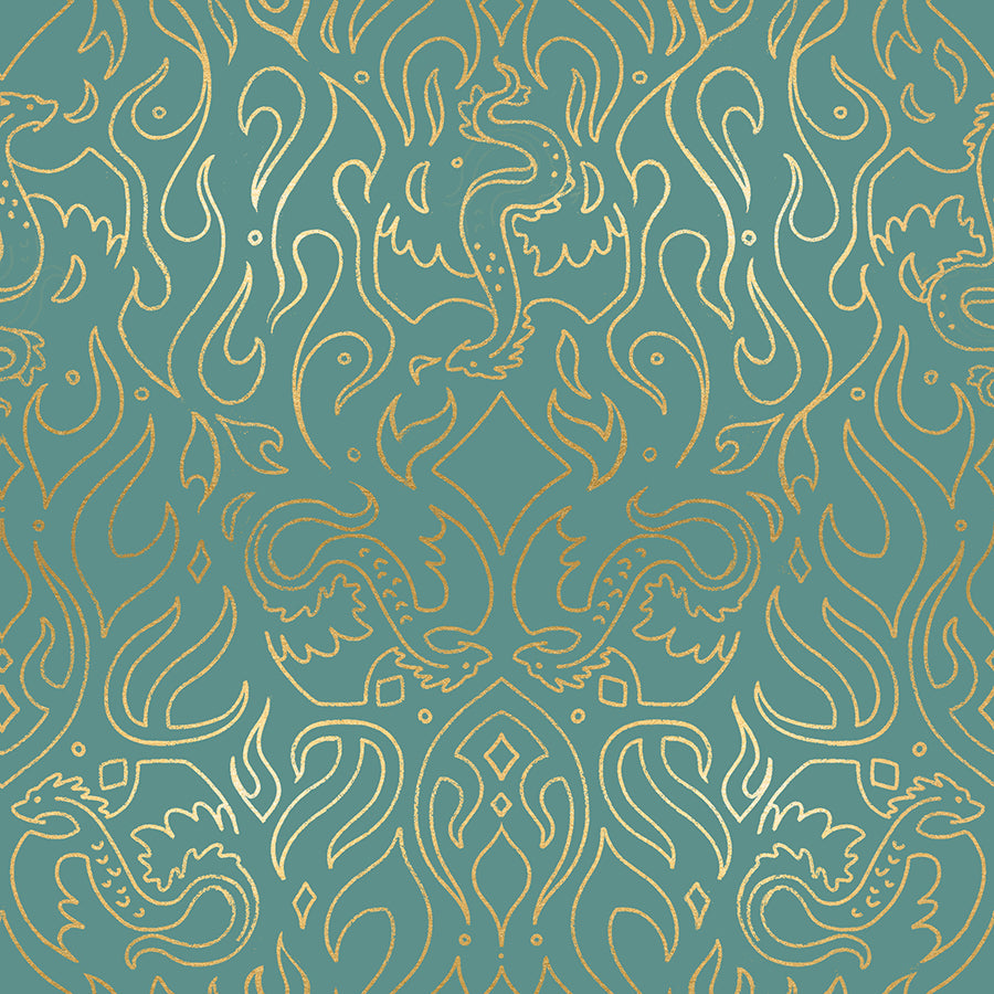 Fireglow by Sarah Watts REPRINT : Scribe Metallic Watercress RS2137 13M