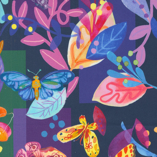 Flower Patches by Amarylis Henderson : Butterfly Meander Midnight 21820 16