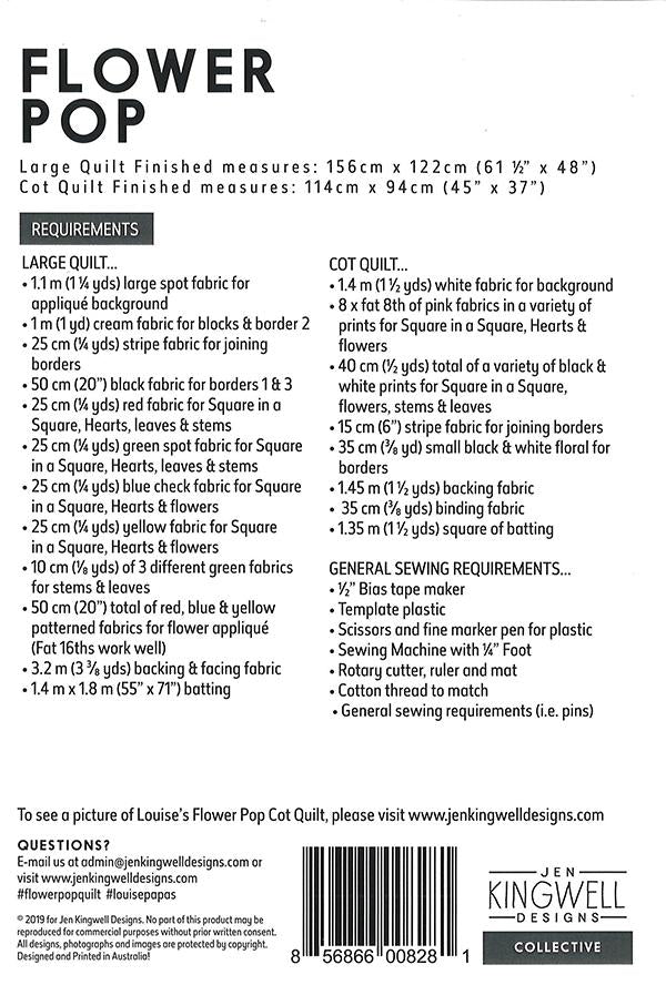 Flower Pop Pattern by Jen Kingwell Designs - Special Order